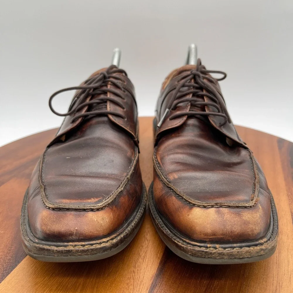 Ecco Shoes Mens 10 Holton Apron Toe‎ Oxford Brown Leather Dress Casual